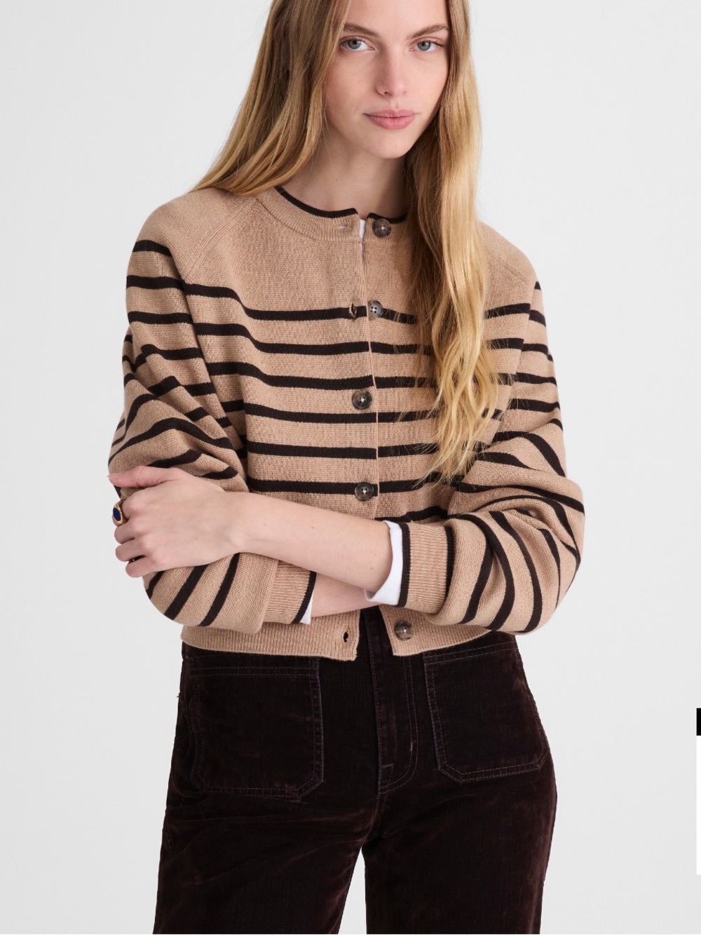 VGUC Madewell Cropped Raglan Sleeve Cardigan. Size Medium. Color Camel/Black